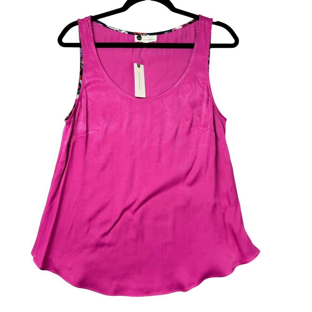 Floreat by Anthropologie Tank Top Women's Medium Pink Sleeveless Silk Blouse NWT